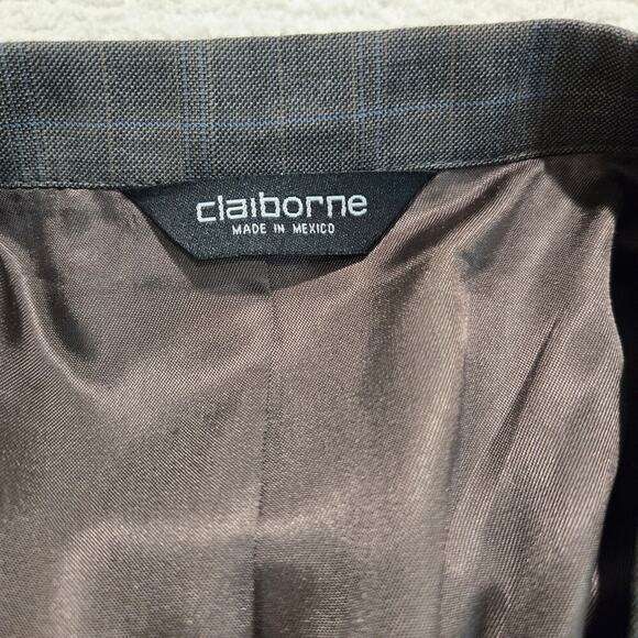 Claiborne Men's 100% Worsted Wool Suit Jacket Sports Coat Gray Plaid Size 52L - Picture 5 of 9